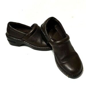 B.O.C. Brown Leather Comfort Slip On‎ Clogs Shoes Size 10M Casual Work